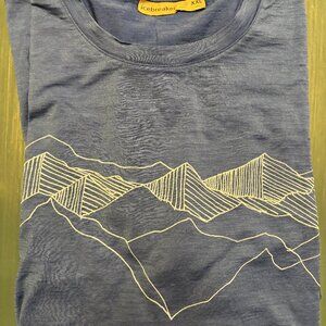 Icebreaker Tech Light Graphic Merino T-Shirt - Royal Blue - Mountain print